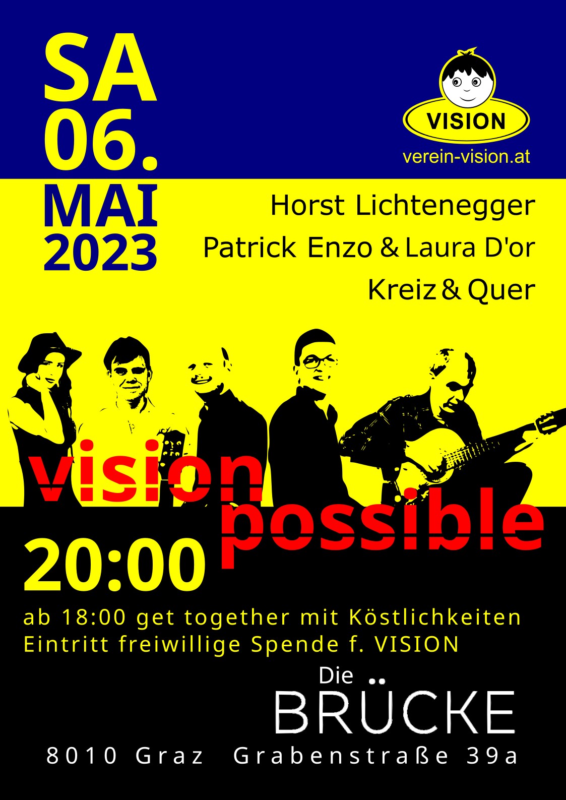 Öffentliches Konzert in der Brücke am 6.Mai 2023 20:00 - Horst Lichteneger Patrick Enzo Lauro Dor Kreiz und Quer